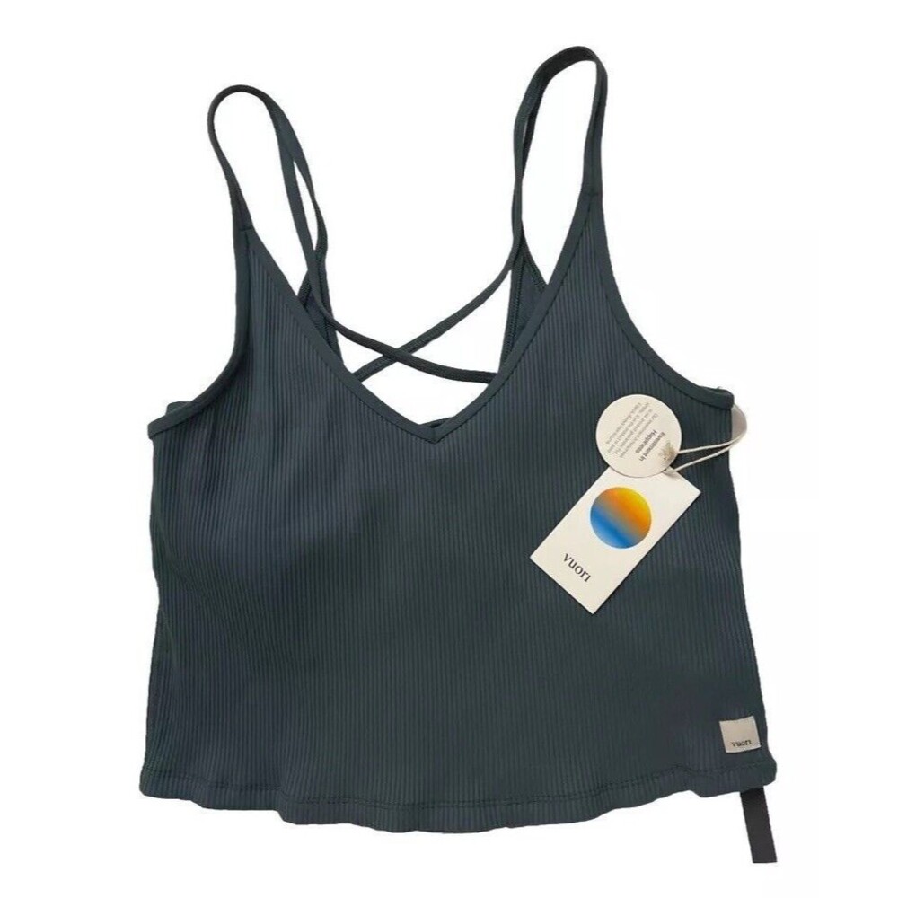 Vuori Women’s Rib Crop Tank Cropped Athletic Top Color Stone XL New w/tag